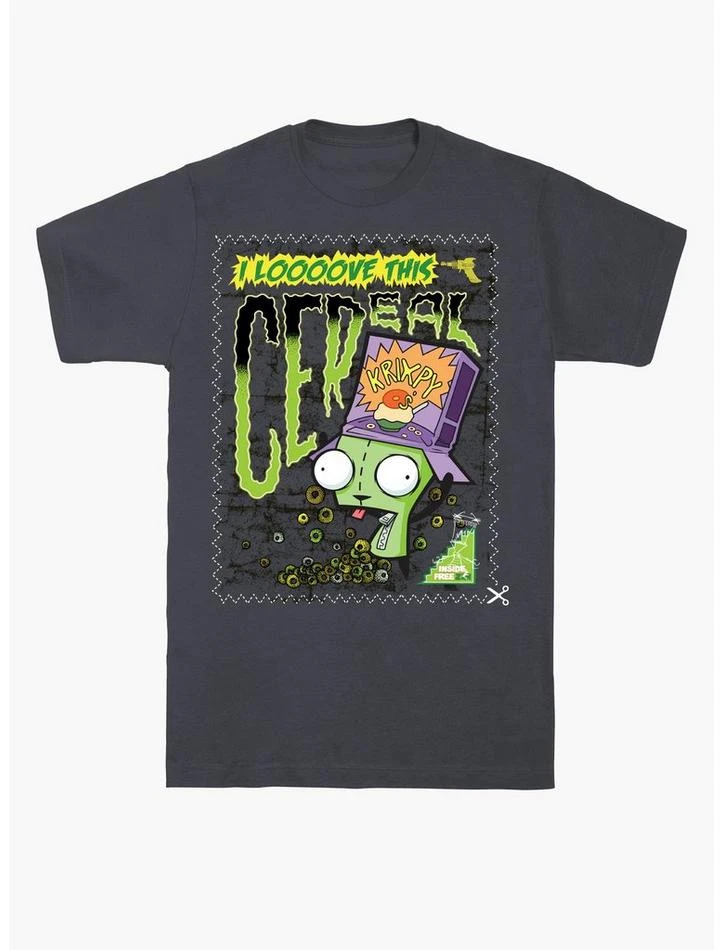 Cheap 🥰 Invader Zim I Love Cereal T-Shirt 🤩 5 Cheap 🥰 Invader Zim I Love Cereal T-Shirt 🤩 - Image 5