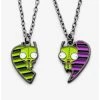Outlet 🥰 Invader Zim GIR Heart Best Friend Necklace Set 🤩