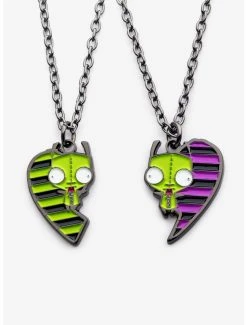 Outlet 🥰 Invader Zim GIR Heart Best Friend Necklace Set 🤩