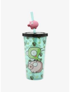 Brand new ⌛ Invader Zim GIR Pig Topper Acrylic Travel Cup 🧨